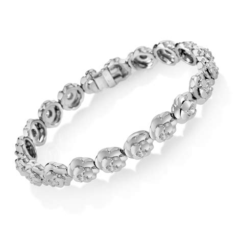 chanel 18k white gold camélia bracelet with diamonds|camelia high jewelry collection.